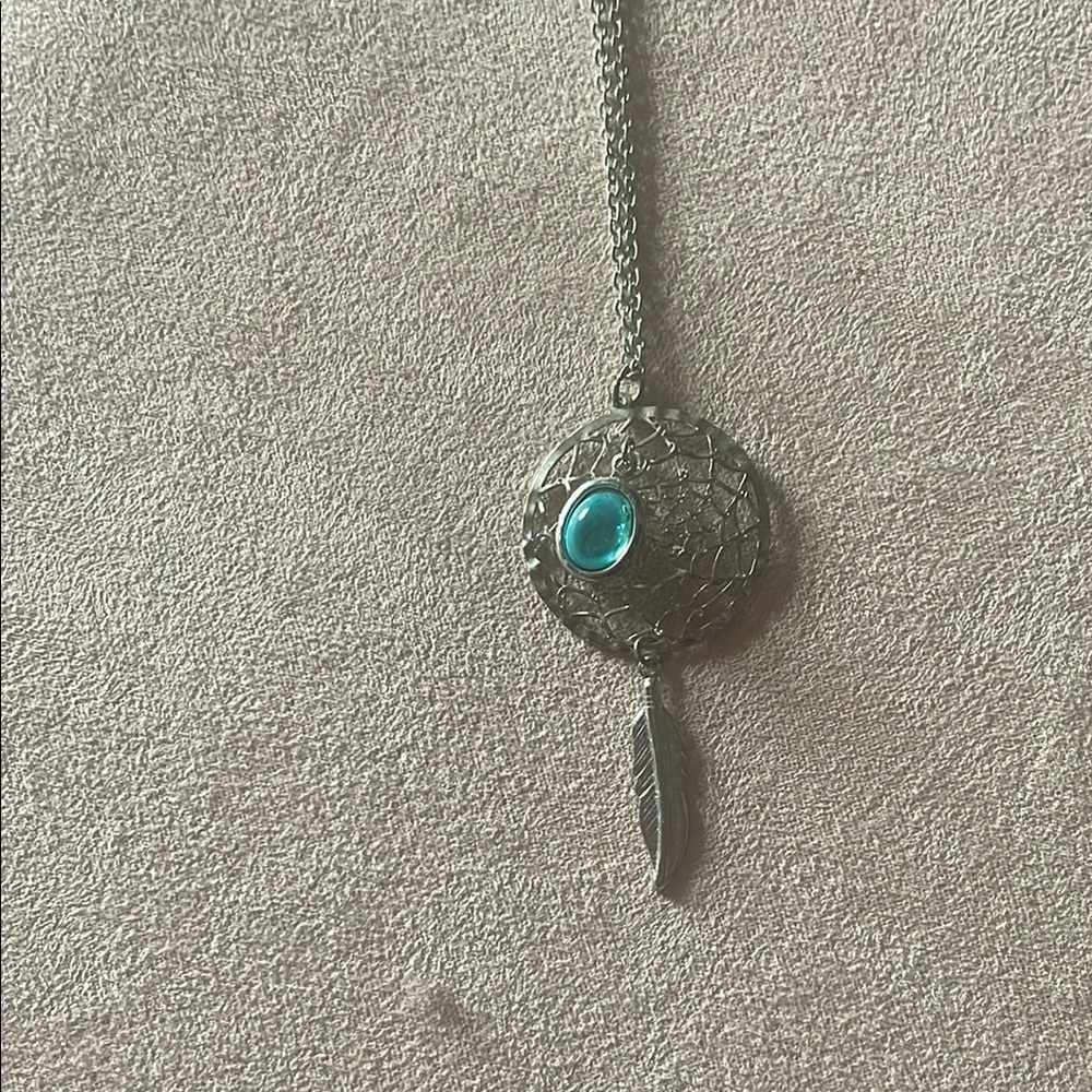 Silver Pendant Necklace with Turquoise Accent